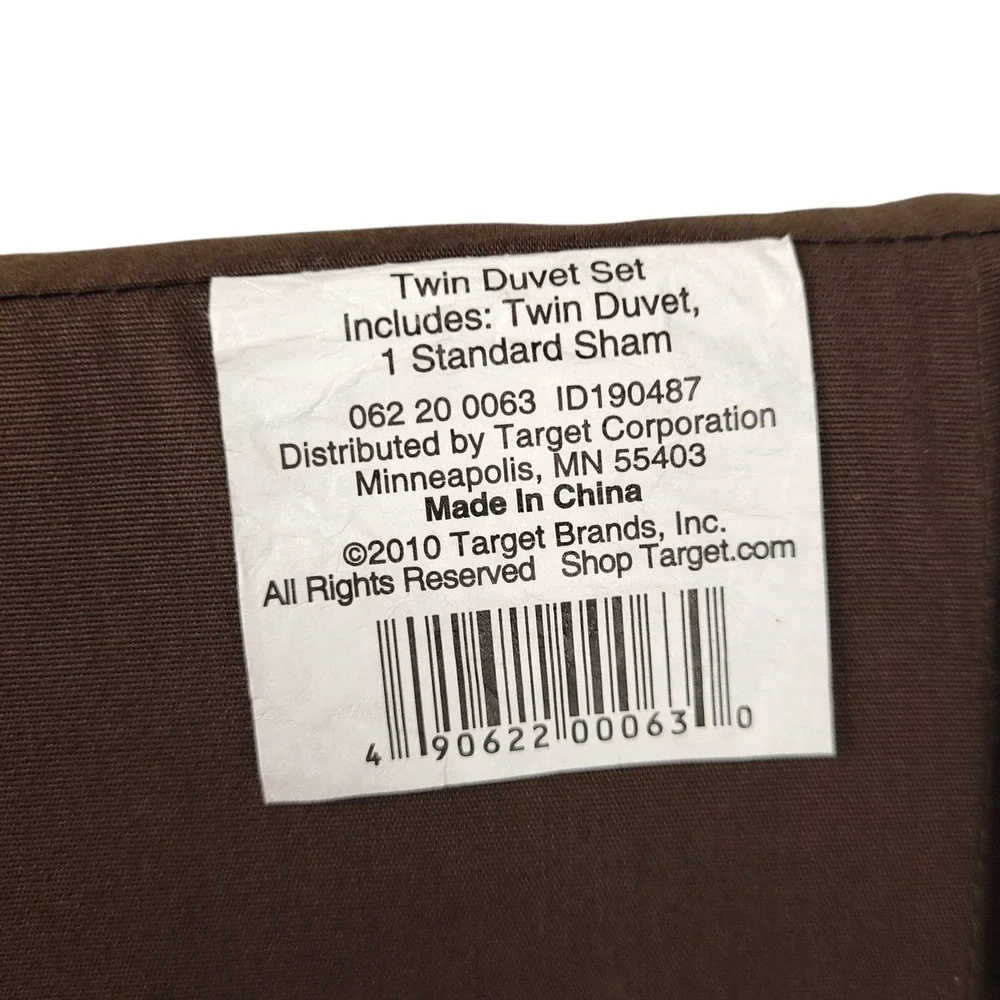 Room Essentials Easy Care Duvet Cover Set Twin Brown Neutral Bedding New